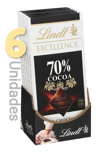 Chocolate Lindt Excellence 70% 6 Unid Totalizando 600g