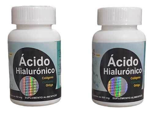 Acido Hialuronico 30 Capletas Con Colageno Curcuma 2 Frascos Sabor Sin Sabor