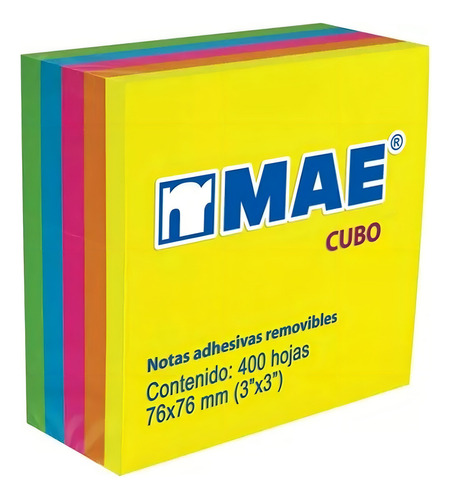 400h Notas Adhesivas 3x3 Mae Diferentes Colores Neon Oficina