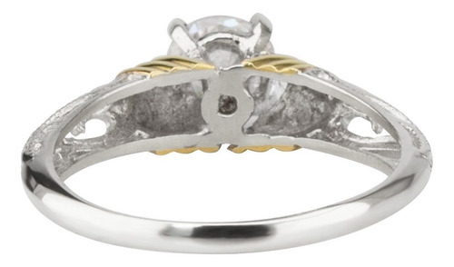 Imagen 3 de 7 de Anillo Solitario Plata Y Oro Cintillo Antiguo Compromiso