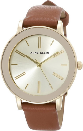 Reloj Mujer Anne Klein Correa De Piel 36 Mm Ak/3818gphy Color de la correa Marrón Color del bisel Dorado Color del fondo Crema