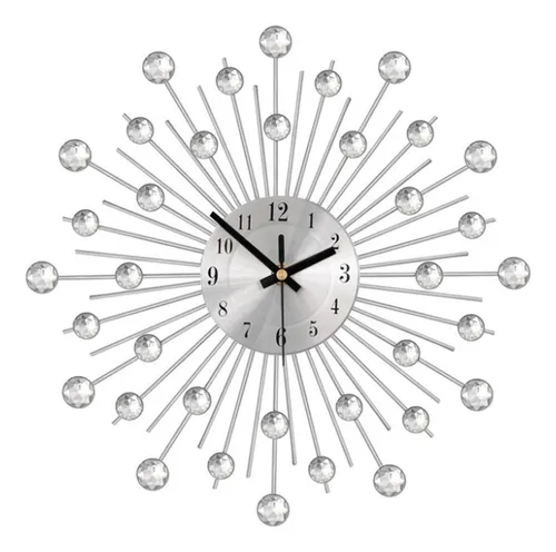 Reloj De Pared Moderno En Tono Plateado Para Sala De Estar,