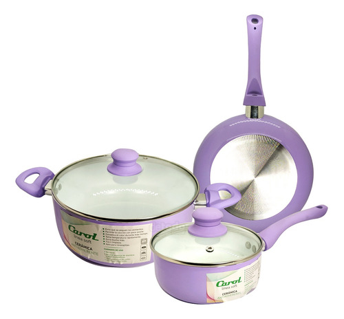 Set Cocina Con Cerámica Antiadherente 5 Pzs Carol - Cacerola