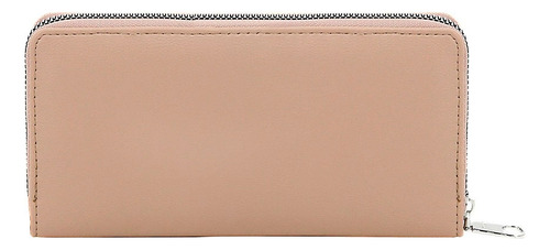 Billetera Mujer Eco Cuero Tarjetero Monedero Cierre Trendy Color Camel 18638 Diseño De La Tela Liso