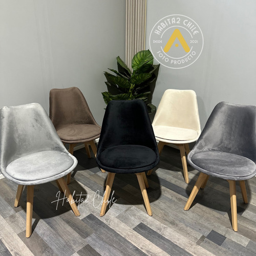 Set 4 Silla Comedor Tulip Acolchada Terciopelo Felpa Velvet