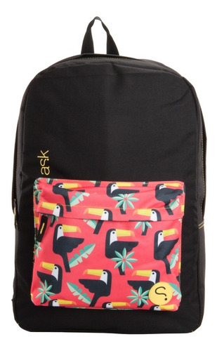 Morral Unicolor Con Bolsillo Estampado Para Damas Ask Gpbk10