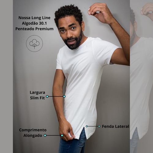 Kit 2 Camisetas Long Line Básica Premium Frete Grátis