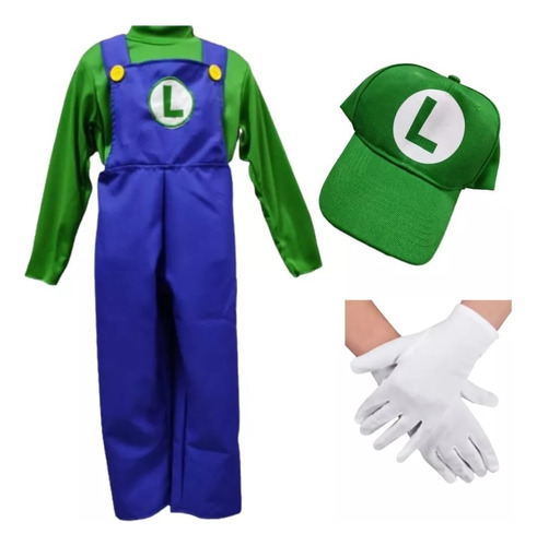 Disfraz De Luigi Super Mario Bross Con Accesorios