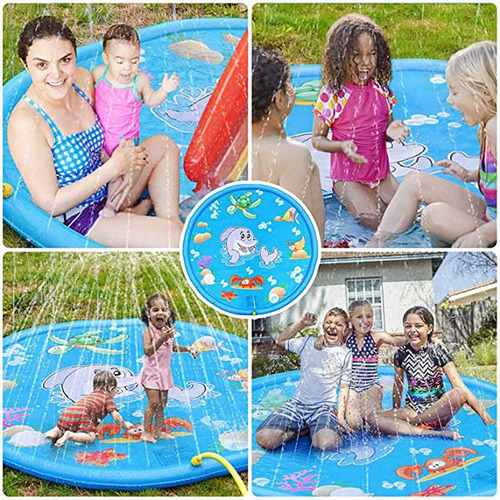 Los Niños Rocían Agua Y Juegan Con Un Colchón De Aire