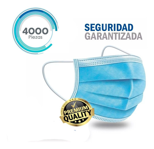 Cubrebocas Tricapa Azul Quirúrgico 3 Capas Tela 4000 Piezas