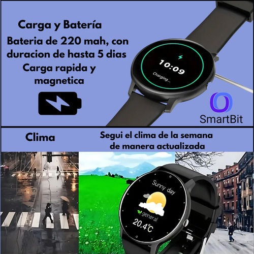 Reloj Smartwatch Hombre Smartbit S1 Pro 1.39 Azul Deportivo Redondo Compatible Con Android E Ios Llamadas Mensajes Elegante Unisex