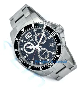 Reloj Longines Hydroconquest Cronógrafo Negro Acero Grande
