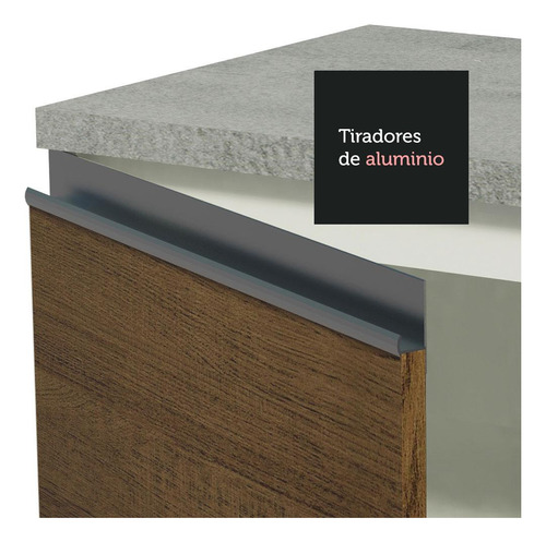 Armario De Cocina Integral Esquinera 349cm Glamy Madesa 03 Color Blanco