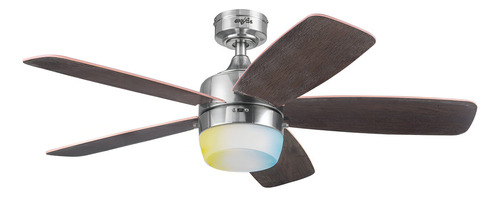 Ventilador de techo Lugo Led Cct 44 Pulgadas Níquel Cepillado Cinco Aspas Coolfan