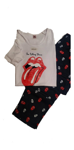 Pijama Rolling Stones Con Lengua Bianca Secreta