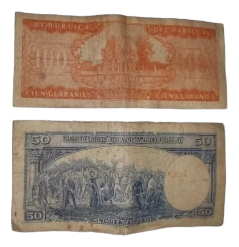 100 Guaranies + 50 Pesos Uruguayos