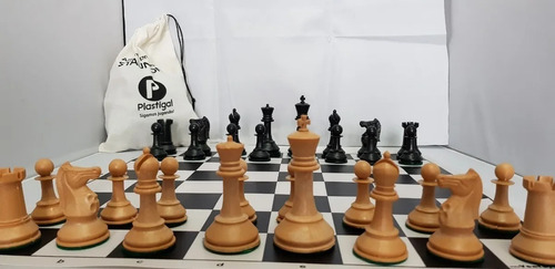 Juego De Ajedrez Staunton Profesional Con Tablero Cuerina