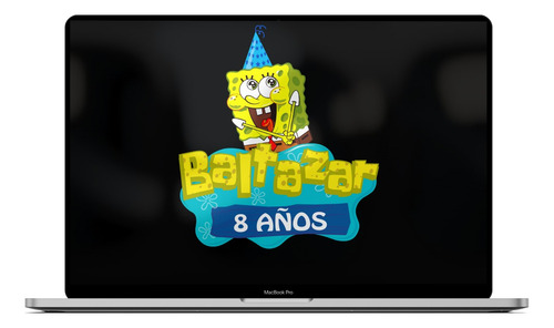 Logo Digital Bob Esponja Con Gorrito Personalizado Nombre