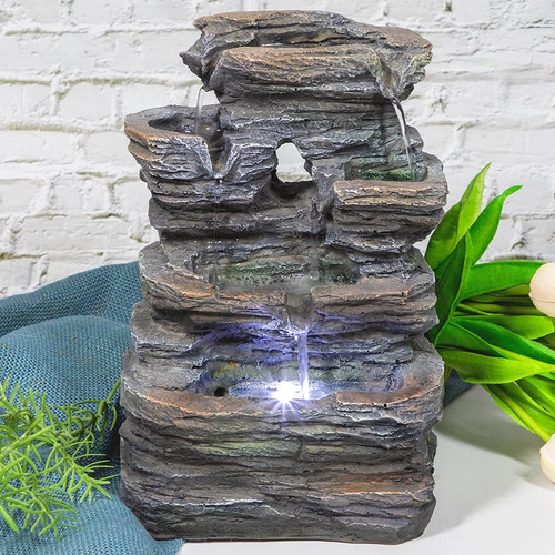 Fuente De Mesa En Cascada De 5 Niveles Con Luces Led F...