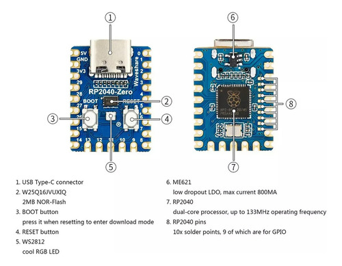 Para Raspberry Pi Zero Placa De Desarrollo Python Rp2040