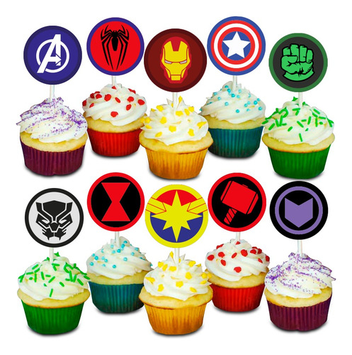 40 Toppers Cupcake Pastel Gelatinas Postres De Avengers