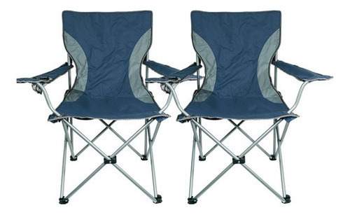 Silla Sillón Camping Playa X 2 Plegable Director Reforzado Color Azul