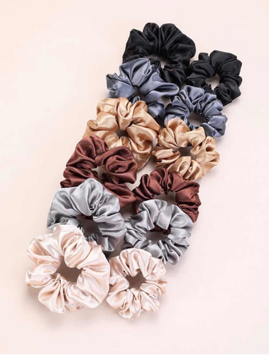 Set X10 Unidad Scrunchies De Satin Seda Cuidado Del Cabello