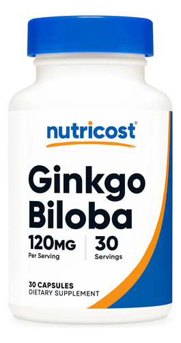 Ginkgo Biloba 120mg 30 Cáps Nutricost Energía Mental Sabor Sin Sabor