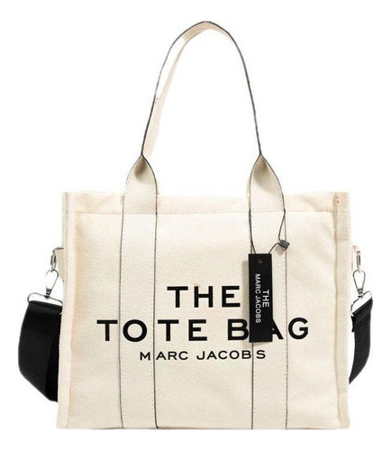 Marc Jacobs Bolsos The Tote Bag New Bolso De Lona Nused Gran Color Blanco Diseño De La Tela Grande (30*25*12 Cm)