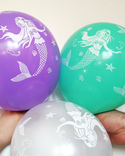 10 Globos Sirena,  Sirenita,  Sirenas Colores Surtidos 