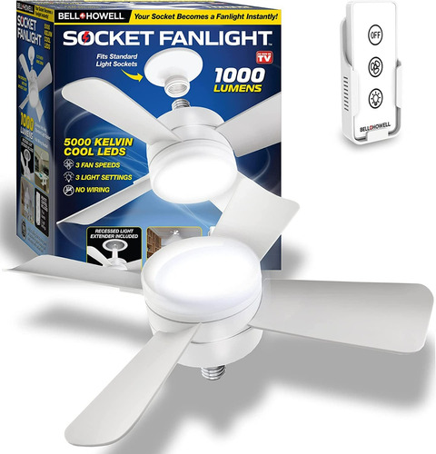 Foco-ventilador Portátil + Control Socket Fan | Cv Directo Color Blanco