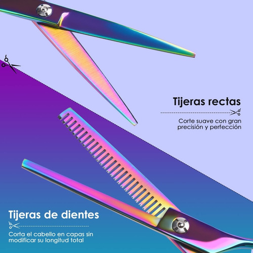 Imagen 8 de 10 de Set Tijera Filo Navaja+esculpidora Tornasol Estuche Y Acs