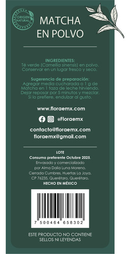 Te Matcha En Polvo 100 G Natural