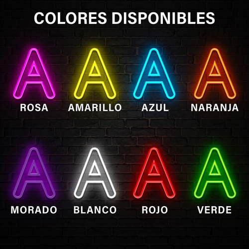 Letrero Led Neon Nombre 80 X 50 Cm Color A Elegir 7 Letras