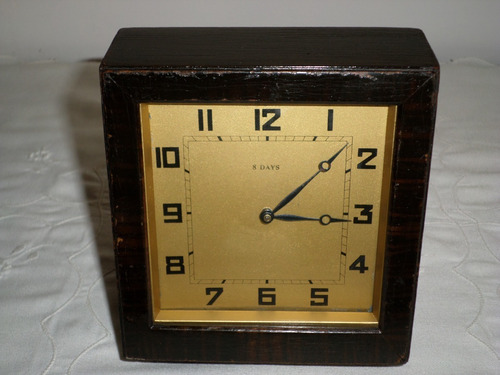 Antiguo Reloj Madera Art Decó Funcionando 8 Días, 1910 Aprox