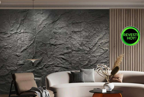 Placa Revestimiento Pvc Simil Piedra 0,60x1,20 Roca Black