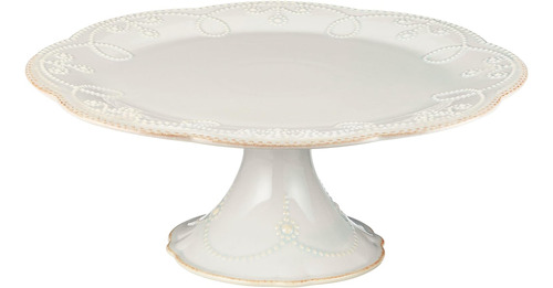 French Perle Pedestal Cake Plate, Medium, White