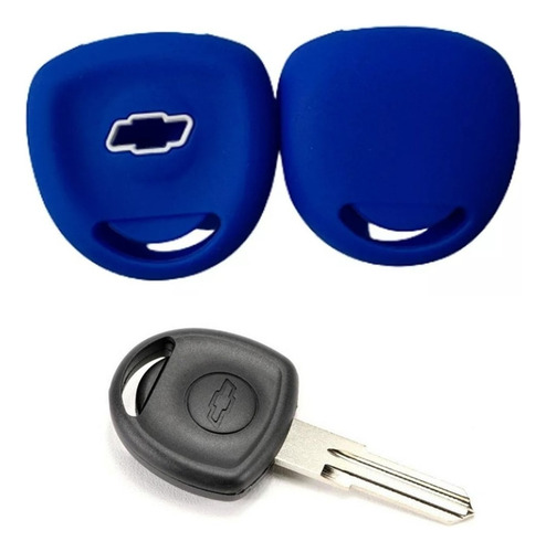 Cubre Volante + Funda Llave Silicona Chevrolet Corsa Azul