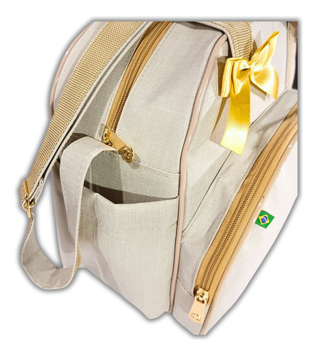 Kit Bolsa Maternidade Bebe Menina Menino Com Trocador - 3pçs Cor Gelo Desenho do tecido Listras