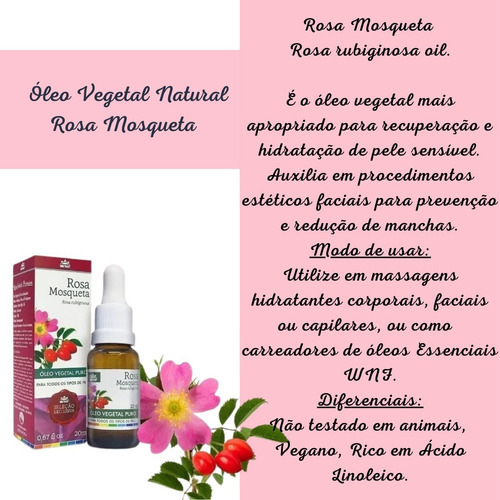 Óleo Hidratante Para Corpo Wnf Vegetal Rosa Mosqueta En Vidro De 20ml/20g