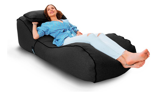 Puff Sillón Tumbona De Mezclilla C/ Relleno Perla De Unicel