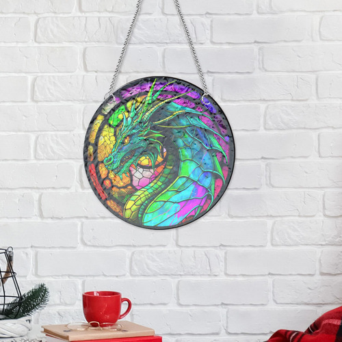Adorno De Dragón, Decoración Colgante De Vidriera Para