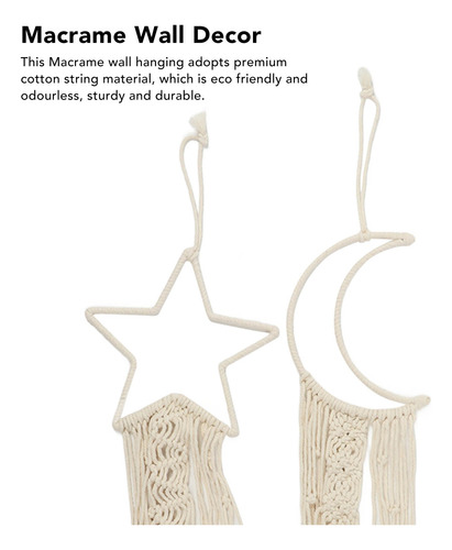 Boho Macramé Tapiz Hecho A Mano De Algodón Tapiz