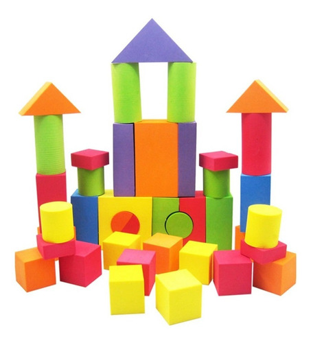 Juego Bloques Madera Castillo Para Niños