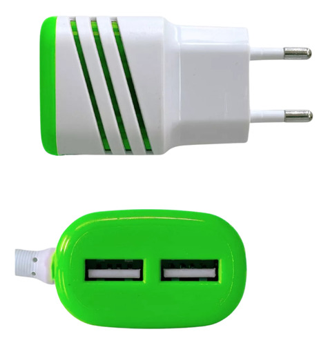 Carregador Completo V8 Com 02 Portas Usb 5.1a Cabo Fixo
