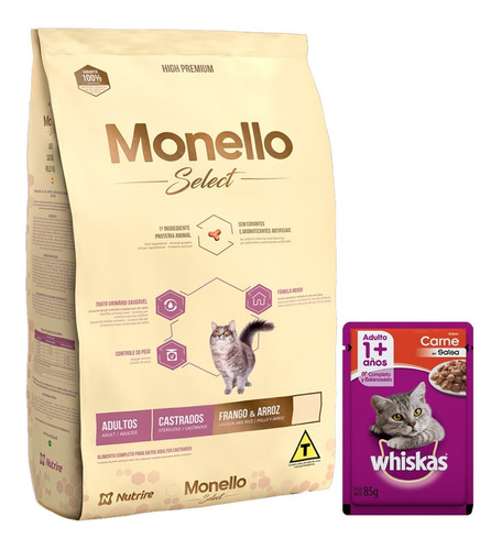 Alimento Monello Select Gato Adulto Castrado 7 Kg + Envío