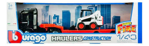 Caminhão Mercedes Actros C/ Carregadeira Bobcat 1:43 Burago Cor Preto