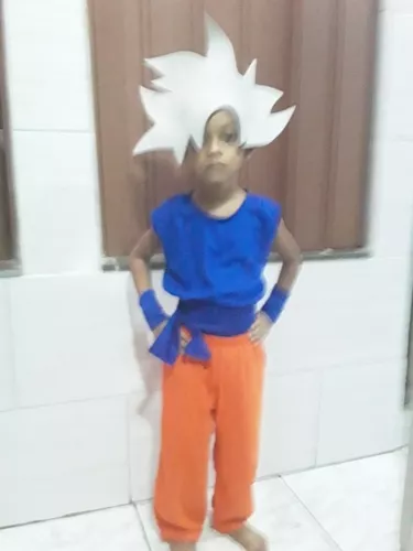 Fantasia Infantil Goku Instinto Superior +imitação De Cabelo