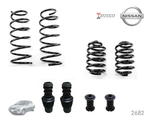 Kit 4 Resortes Topes Suspension Nissan Platina 02-10 1.6l