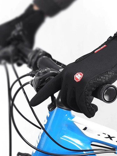 Luva De Frio Para Motoqueiro Touch Impermeável Antiderrapant Preto Preto